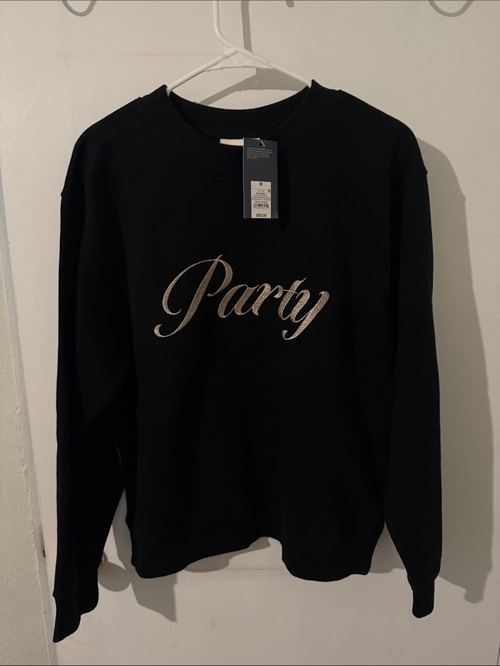 Universal Thread Black Sweatshirt with Silver Champagne Glass Embellishment